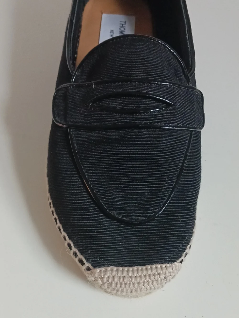 THOM BROWNE BLK ESPADRILLE FLATS SHOES.